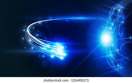 Abstract Arrow Light out technology background Hitech communication concept innovation send for planet earth with sunrise and technology network. vector illustration