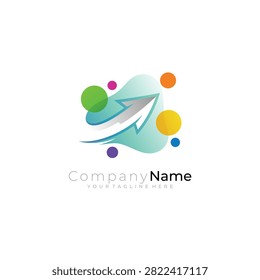 Abstract arrow logo with 3d colorful design, arrow and babble design