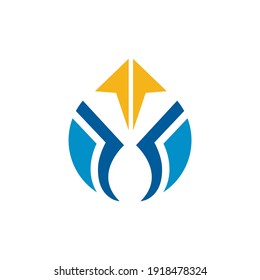 Resumen de la plantilla del logotipo de negocios del logotipo de flecha en forma de círculo