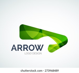 Abstract arrow logo design of color pieces, overlapping geometric shapes.  Light and shadow effects