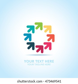 Abstract arrow logo, design concept, emblem, icon, flat logotype element for template.