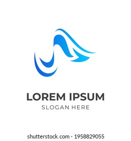 abstract arrow logo design with flat blue color style