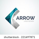 Abstract arrow logo design made of color pieces - various geometric shapes