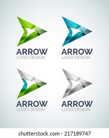 Abstract arrow  logo design made of color pieces - various geometric shapes
