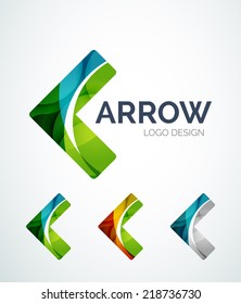 Abstract arrow logo design made of color pieces - various geometric shapes