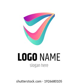 Abstract arrow logo design template with 3d style