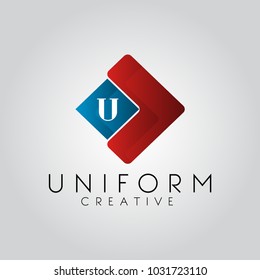 Abstract Arrow logo icon design template with letter U initial for creative business