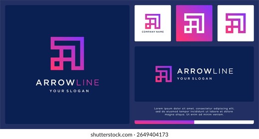 Abstract arrow logo with line square shape