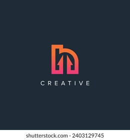 Abstract arrow logo with N letter vector template.