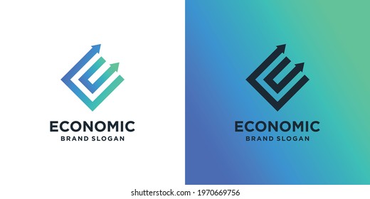 Abstract arrow logo template for economic company Premium Vector