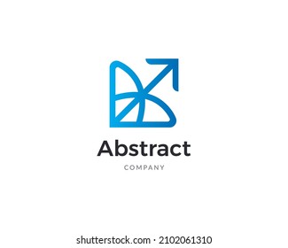 Abstract arrow logo template. Geometric triangle logo design