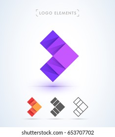Abstract arrow logo template. Origami paper style. Material design.