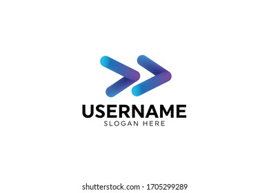 abstract arrow logo vector concept with simple, elegant, modern and awesome gradient color on white background