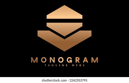 Abstract arrow logo vector monogram template
