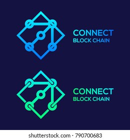 Abstract Arrow Logos Colorful Dots logo with Modern line Cross Square shape, Connect Technology and Digital, Blockchain, Bitcoin Cryptocurrency data concept for your Corporate identity
