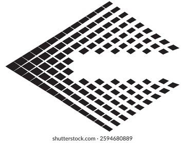 Abstract arrow made of black pixels on a white background. Vector design element. Sports pattern. Vector background. Pointer, navigation