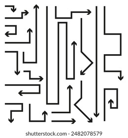 Abstractas laberinto de flechas. Patrón de trazado direccional. Ilustración geométrica de Vector.