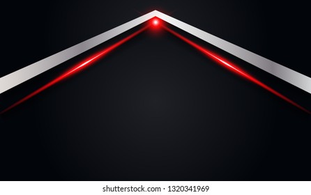 abstract arrow metallic red shiny color black frame layout modern tech design vector template background