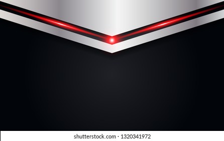 abstract arrow metallic red shiny color black frame layout modern tech design vector template background