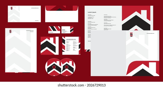 Abstract Arrow Modern Construction Company Corporate Business Identity Stationary