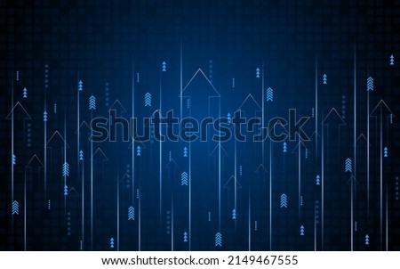 Abstract up arrow on dark blue background. Business growth or investment ideas. blue arrow technology background	