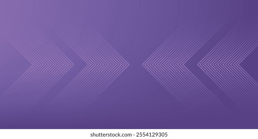 Abstract arrow on purple background. Modern geometric shapes graphic design. Technology futuristic concept. Horizontal banner template. Vector illustration