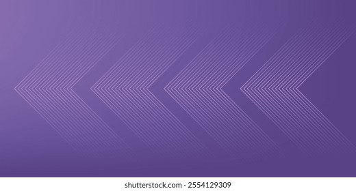 Abstract arrow on purple background. Modern geometric shapes graphic design. Technology futuristic concept. Horizontal banner template. Vector illustration