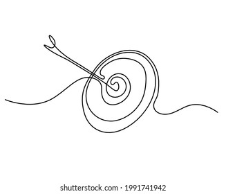 Abstract arrow on target circle as continuous line drawing on white background. Vector - Shutterstock ID 1991741942