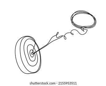 Abstract arrow on target circle with comment as continuous lines drawing on white background. Vector