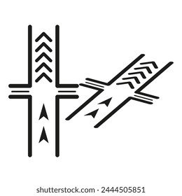 Abstract arrow pattern design. Directional cross arrows illustration. Geometric navigation concept. Artistic direction symbol. Vector illustration. EPS 10.