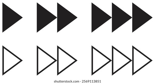 Abstract Arrow Patterns in Black and White Design. Isolated On Transparent Background.