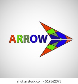 Abstract arrow, pointer. Flat design, vector.