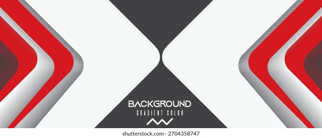 Abstrakter Pfeil rot weiß Pfeil Kurve geometrische Richtung auf Grau mit Leerraum Design modernen futuristischen Hintergrund. Anzug für Unternehmen, Banner