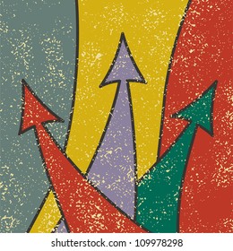 Abstract Arrow Retro Grunge Background. Vector illustration.