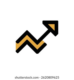 Abstract arrow rises jaggedly upward isolated illustration