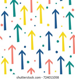 Abstract arrow seamless pattern background. Childish handmade craft for design card, cafe menu, wallpaper, album, scrapbook, holiday wrapping paper, textile fabric, bag print, t shirt etc.