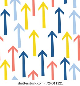 Abstract arrow seamless pattern background. Childish handmade craft for design card, cafe menu, wallpaper, album, scrapbook, holiday wrapping paper, textile fabric, bag print, t shirt etc.