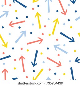 Abstract arrow seamless pattern background. Childish handmade craft for design card, cafe menu, wallpaper, album, scrapbook, holiday wrapping paper, textile fabric, bag print, t shirt etc.