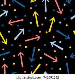 Abstract arrow seamless pattern background. Childish handmade craft for design card, cafe menu, wallpaper, album, scrapbook, holiday wrapping paper, textile fabric, bag print, t shirt etc.