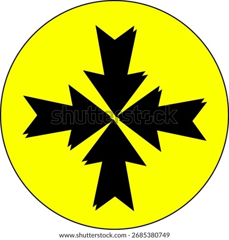 Abstract arrow shape on yellow circle