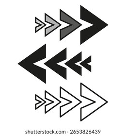 formes de flèche Abstrait. Éléments de mouvement directionnel. Symboles de progression. création graphique Image vectorielle. EPS10.