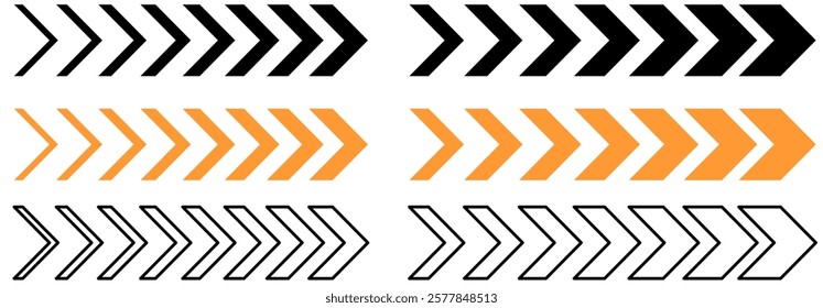 Abstract arrow speed icon. Sideways Arrow icon Striped direction sign, Vector element.