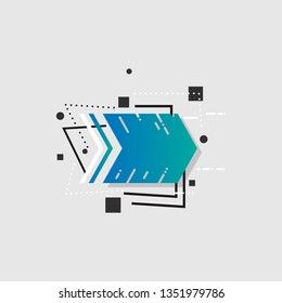 Abstract arrow tags with frame on gray background. Modern design.