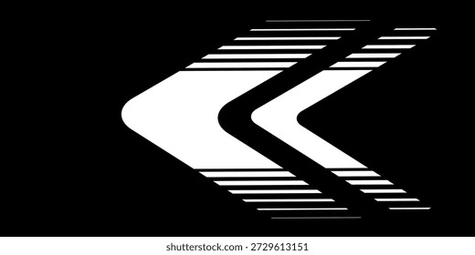 Seta abstrata com transição de preto para branco. Elemento de design moderno. Vetor esporte fundo listrado. vetor	