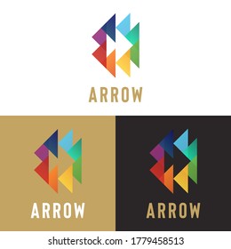 Abstract arrow from triangles. Design element template logo, sign or icon. Symbol or pictogram for business company, start up, logistic, digital, technology or innovation. Vector.