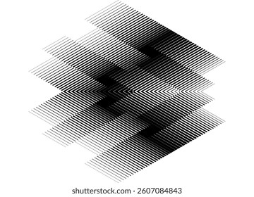 Abstract arrow. Vector black and white background of thin broken lines. Striped pattern. Base for sportswear, posters, toys, 
 advertising, packaging. Vector background. 