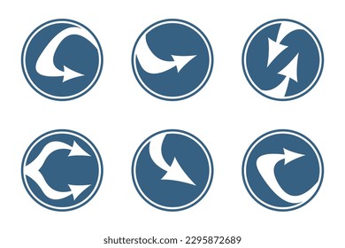 Iconos vectoriales de flecha abstracta. Circulo de dirección de flecha.
