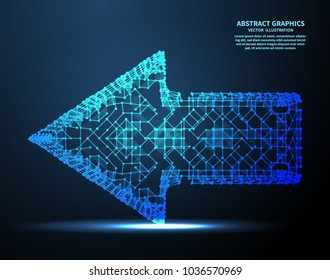 Abstract arrow, vector illustration. Network connections with points and lines. Abstract technology background.