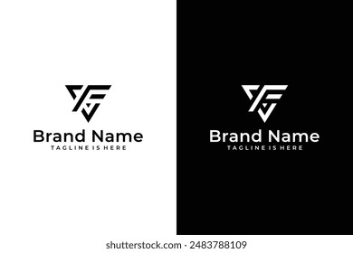 flecha abstracta VF Vector letra logo