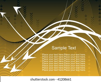 abstract arrow and waves background with yellow sample text